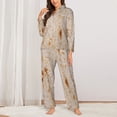 thumbnail image 2 of Kdxio Tortilla Print Womens Pajamas Set Button Down 2 Piece Pjs Long Sleeve Oversized Sleepwear with Pockets-Small, 2 of 7