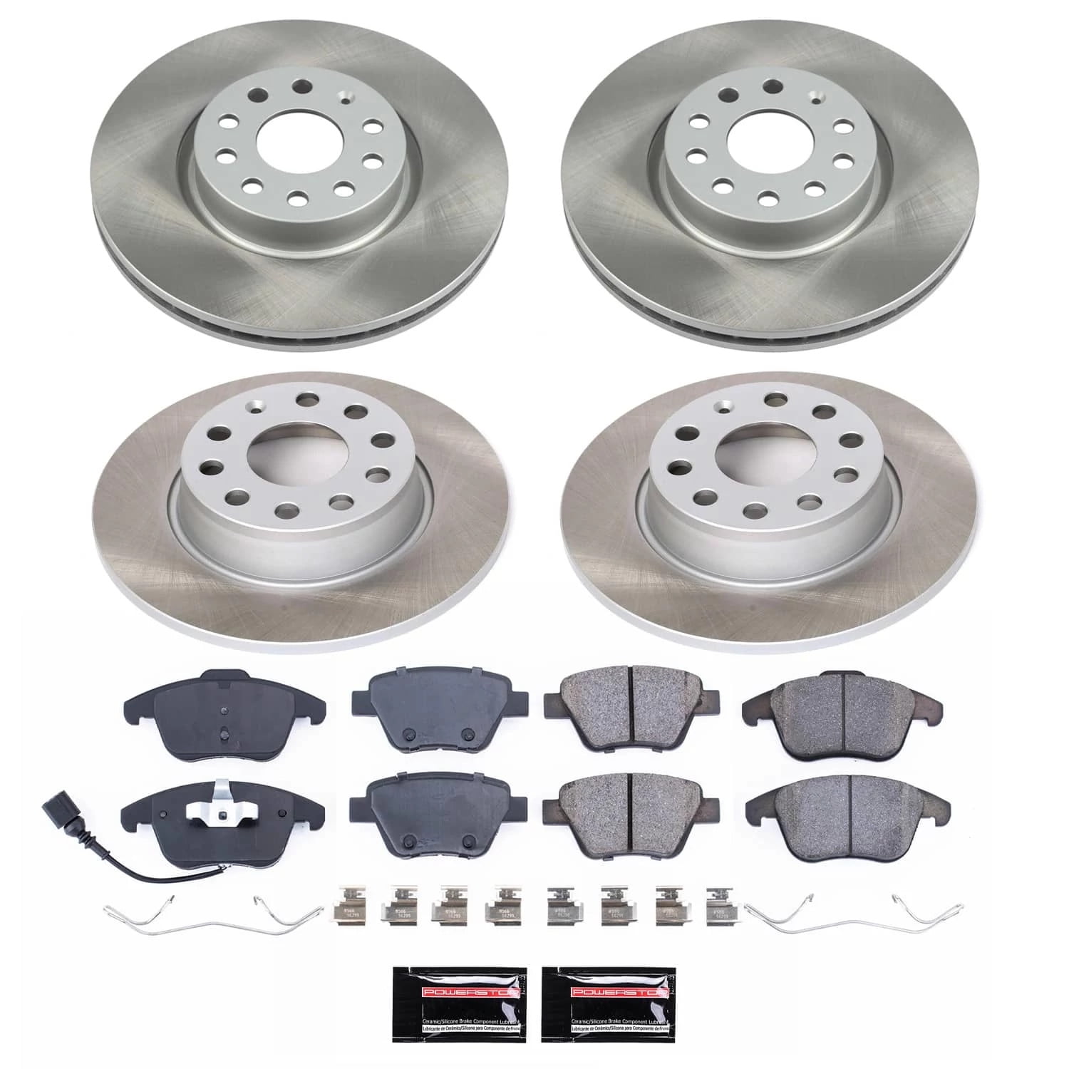 PowerStop Front and Rear Semi-Coated Rotor and Low-Dust Ceramic Brake Pad Kit SC5803
