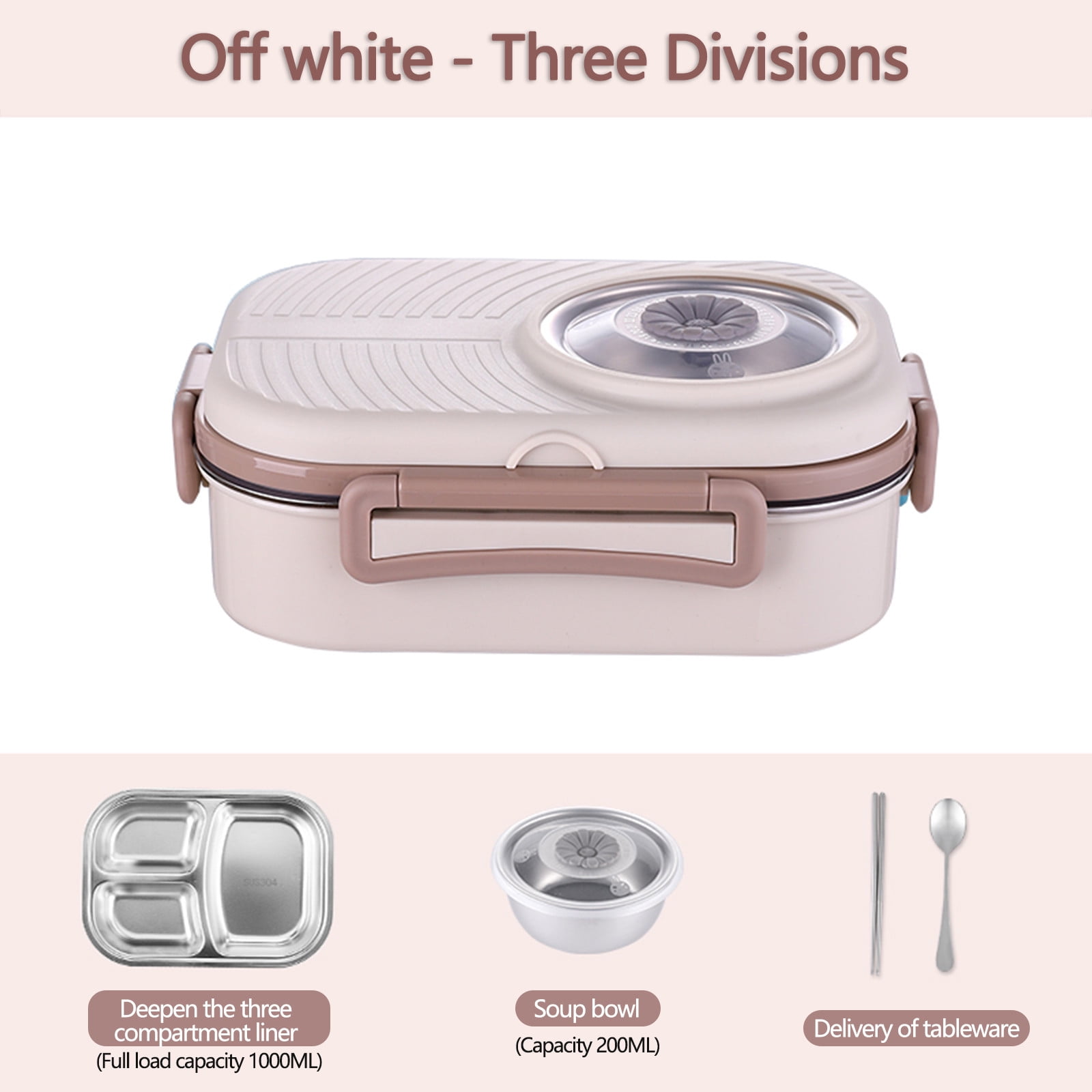 1set 304 Stainless Steel 4 Compartment Insulated Lunch Box With Handle,  Comes With Stainless Steel Spoon, Chopsticks And Insulated Bowl, Microwave  Safe Thermal Sealed Bento Box, Suitable For Children Meal Prep, Safe