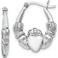 thumbnail image 1 of Sterling Silver Polished Claddagh Hinged Hoop Earrings (22.5x17.09), 1 of 5