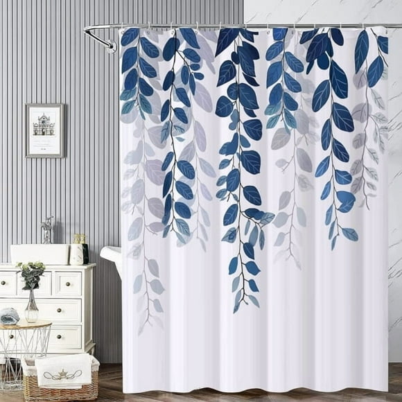 Blue Floral Shower Curtain, Shower Curtains Made of Waterproof Po