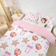 thumbnail image 2 of spefrowx Kawaii Pink Seashell Bow Duvet Cover Queen for Kids, Cartoon Ocean Starfish Queen Bedding, Pink Reversible, 3pcs, 1 Duvet Cover and 2 Pillowcases, 2 of 6