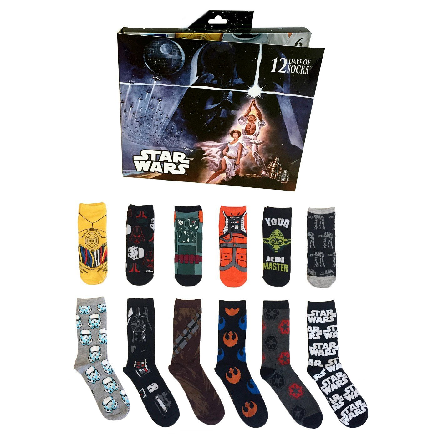 New Disney Star Wars Boys' 12 Days of Socks Collection 