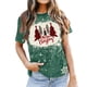thumbnail image 4 of Navidad Tops de Mujer, Cuello Redondo Camiseta de Manga Corta con Estampado de Vacaciones, Blusa de Moda Casual, 4 of 4