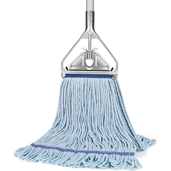 String Mop Heavy Duty for Floor Cleaning- Industrial Commercial Wet Mop with 59inch Mop Handle for Home Garage Office Workshop Warehouse Floor Cleaning