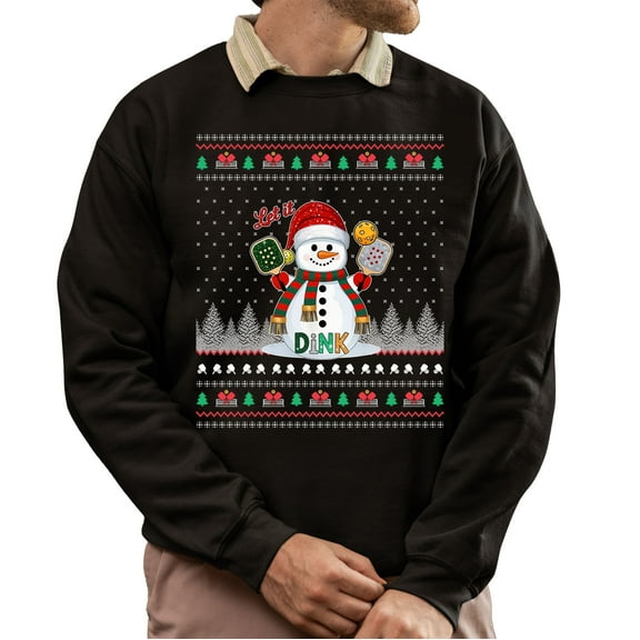 Christmas Sweatshirt, Funny Let It Dink Pickleball Snowman Christmas Sweatshirt, Ugly Holiday Sweatshirt, Festive Xmas Gift for Dinking Players & Fans