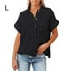 thumbnail image 4 of Blusa de manga corta Sonducket con botones y cuello en V para mujer color Negro L, 4 of 5