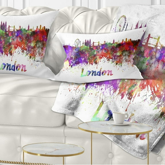 Designart London Skyline - Cityscape Throw Pillow - 12x20