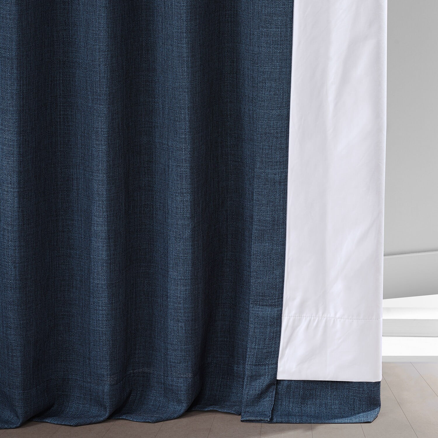 Signature Voyager Blue Faux Linen Blackout Curtain (1 Panel), Voyager Blue, 50W X 108L