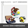 thumbnail image 6 of G128 Combo Pack: USA American Flag 3x5 Ft Embroidered Stars & Illinois State Flag 3x5 Ft Embroidered Double Sided 3ply, 6 of 9
