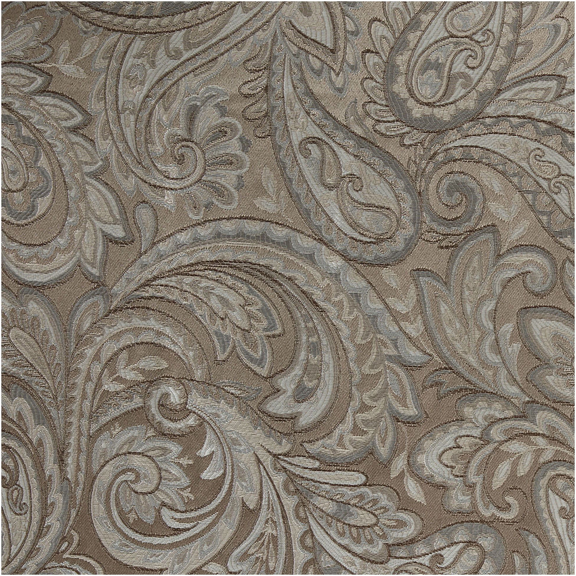 JERFIT Blue Brown Jacquard Valance with Beaded Trim, Paisley Window Curtain Valance, Rod Pocket Treatment for Kitchen Living Room, 50 x 18 Inch