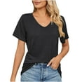 thumbnail image 2 of ClodeEU Women's V Neck Short Sleeve Tee ,Solid Color Casual Loose T Shirt Black,Womens Plus S, 2 of 8