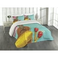 thumbnail image 2 of Ambesonne Music Quilted Coverlet 3 Pcs, Hawaiian Summer Ukulele, King Size, Yellow Brown Aqua, 2 of 4