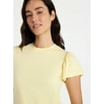 thumbnail image 5 of Time and Tru Women's Crewneck Top with Short Flutter Sleeves, Sizes XS-XXXL, 5 of 6