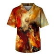thumbnail image 1 of blusa de trabajo con cuello en v y manga corta con estampado para hombre, top para cuidador con bolsillo en el pecho, jengibre/m, 1 of 3
