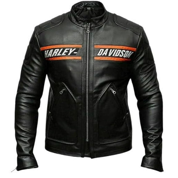 HIDE CRAFTS Men’s Vintage Goldberg Motorcycle Leather Jacket, H-D Scrambler Jacket for Men (US, Alpha, X-Large, Regular, Regular, Black)