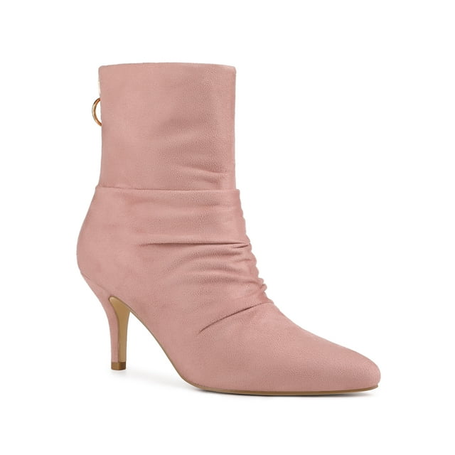 BLISSFUL STEP Bottines à Talon Aiguille pour Femmes Bout Pointu Rose Poussière 11