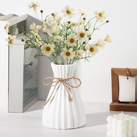 TONGYIJIA White Vase, Glossy Plastic Vase, Shiny Decorative Vase For Flower Arrangements and Home Styling, For Living Room, Tv Cabinet, Interior Decor