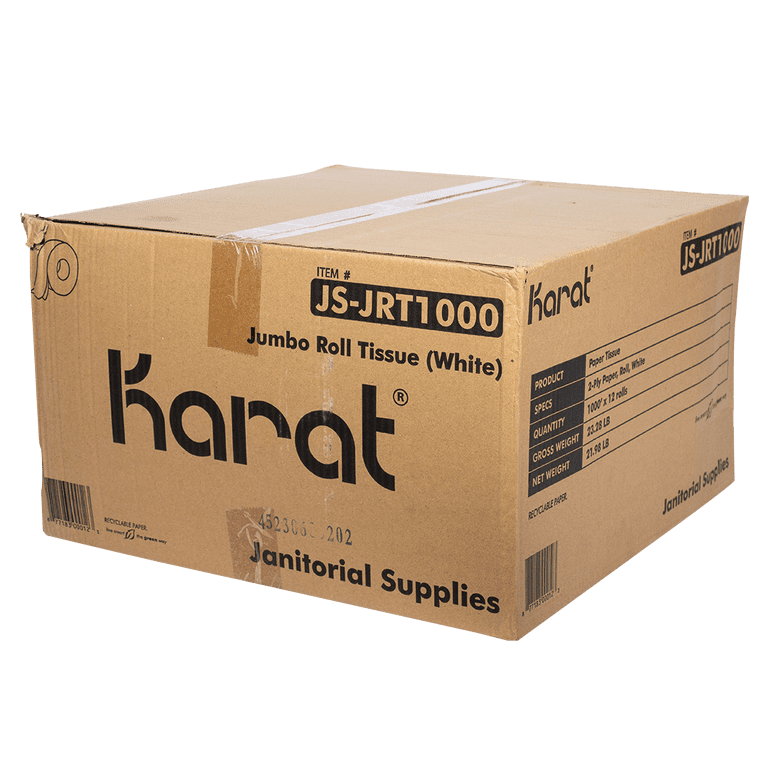 Karat Jumbo Roll Bathroom Tissue, 2-Ply White, 12-Pack photo 2