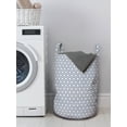 thumbnail image 3 of Modern Laundry Bag, Abstract Concept Stars Ornaments Triangular Shapes in Geometric Design, Hamper Basket with Handles Drawstring Closure for Laundromats, 13" x 19", Ceil Blue and White, by Ambesonne, 3 of 4