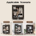thumbnail image 4 of Large Portable Armoire Wardrobe Closet with 4 Hanging Rods and Lockers, Metal Storage Rack with Dust Cover for Clothes, Bedroom Organizer, Gray/Brown, 4 of 7
