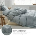 thumbnail image 5 of Simple&Opulence 100% Washed French Linen Duvet Cover Set-88'x92'' Queen Size-3 Pieces Boho Vintage Ruffled Farmhouse Bedding 1 Comforter Cover 2 Pillowshams Floral Frill Flax Sets,Dusty Blue, 5 of 8