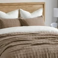 thumbnail image 3 of EVERGRACE Stonewashed Cotton Quilt Set King Size, Ultra Soft Oversized Bedspread Coverlet Set, Lightweight Crinkle Box Stitch Bedding Sets for All Season, with 2 Shams, Mocha Brown, 3 of 7