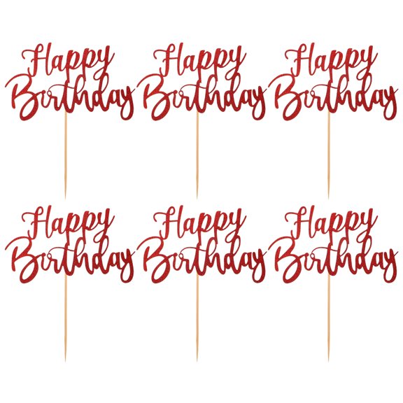 Hemobllo Red Glitter Cake Toppers, Eye-Catching Design, Easy to Install, Perfect for Birthday Parties, 6Pcs