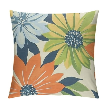 Ulloord Aloha Floral Multicolor Outdoor Throw Pillow Botanical Patio Couch Bench Easy Clean Zipper Closure 20x20in