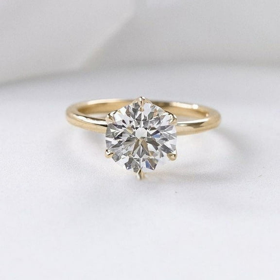 solitaire jewels 2.5CT Tulip Basket Round Moissanite Solitaire Engagement Ring For Women, 14K Yellow Gold