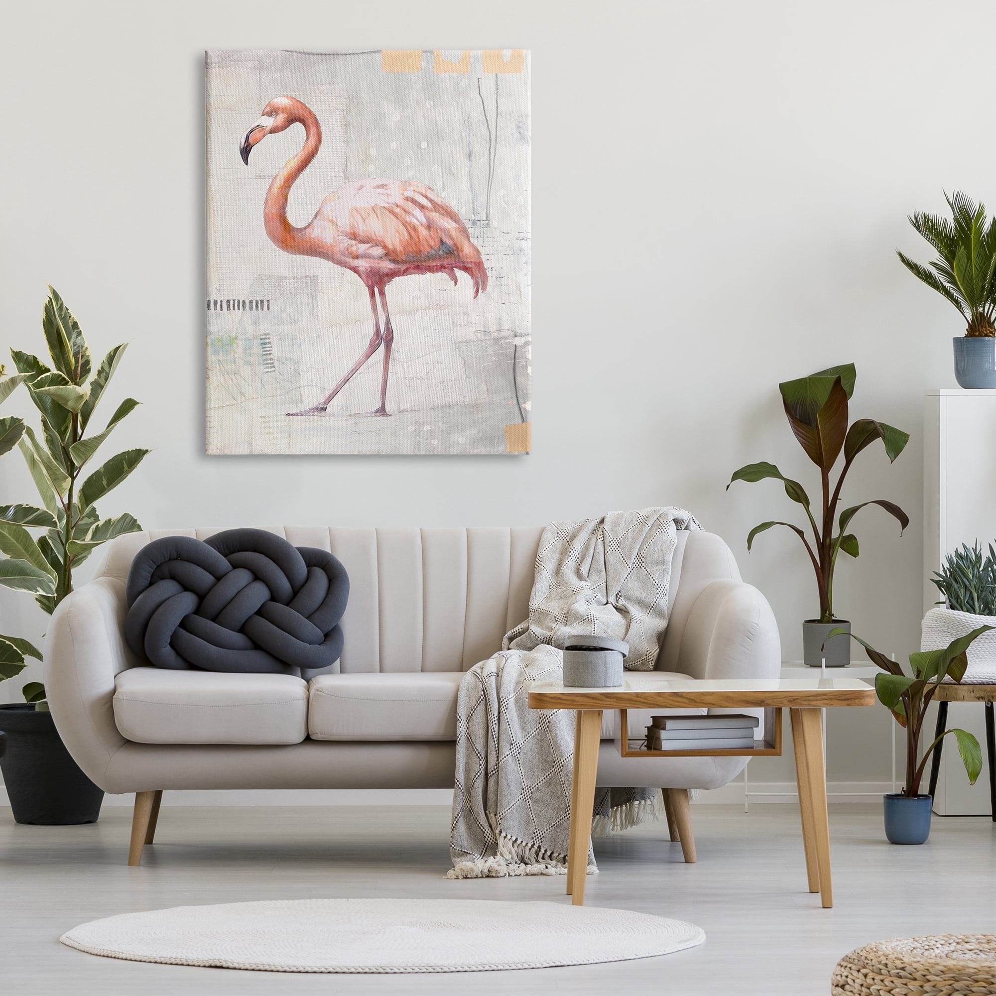 Stupell Industries Modern Flamingo Collage Animals & Insects Painting Gallery Wrapped Canvas Art Print Wall Art, 36 x 48