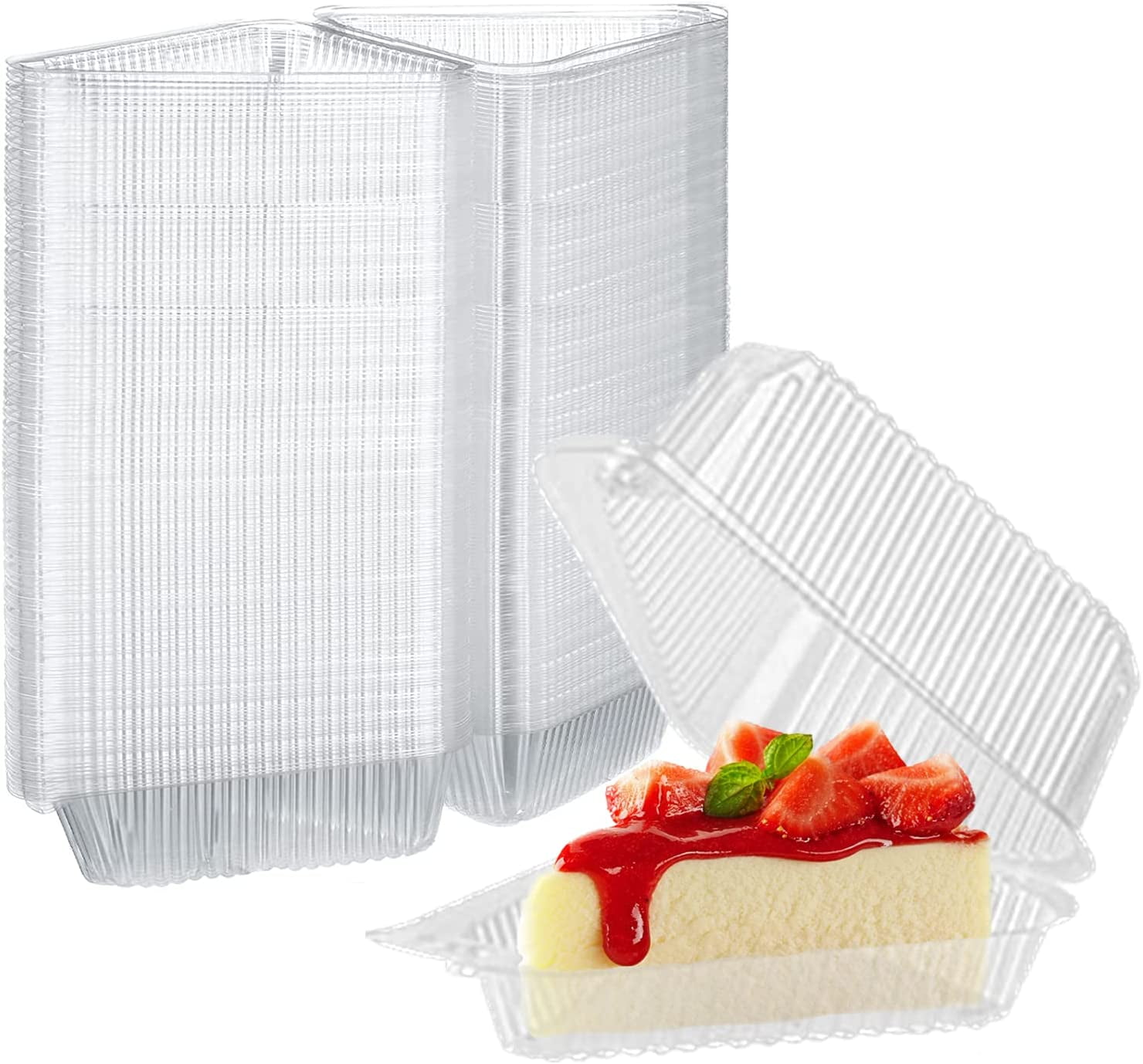 Scheam 100 Pcs Cake Slice Container Cheesecake Cake Slice Container