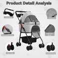 thumbnail image 5 of SHUO Y - Detachable Foldable Pet Stroller with Removable Travel Carrier, Lightweight 4-Wheel Cat Dog Walking Stroller Supports 8 Kilograms Max Load, 5 of 9