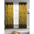 thumbnail image 2 of Yellow Geometric Sheer Curtains 63 Inch Length 2 Panels Set for Living Room/Bedroom, Modern Abstract Art Ombre Kitchen Curtains Grommet Semi-Sheer Curtains Drapes Voile Window Treatments 42"x63"x2, 2 of 7