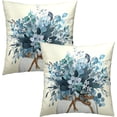thumbnail image 2 of Eucalyptus Throw Pillow Covers 16x16 Set of 2, Winter Mason Jar Blue Leaves Branch Floral Decorative Pillow Cases Farmhouse Cotton Cushion Cover for Couch Sofa Bed Home Decor, 2 of 4