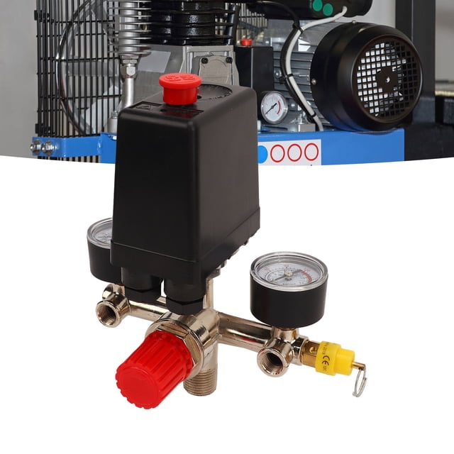 Kit De Interruptor De Presión De Aire, Interruptor De Presión De Compresor De Aire Equipado Con Barómetro Compatibilidad De Alta Resistencia Control Preciso Para El Hogar