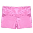 thumbnail image 4 of JanJean Girls Metallic Shiny Sports Shorts Ballet Dance Workout Gymnastic Hot Shorts Bottoms Activewear Pink 8, 4 of 5