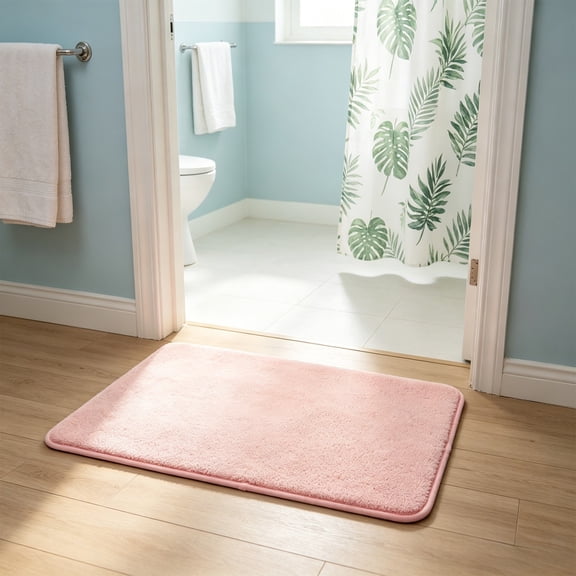 Dmlowu Solid Color Bathroom Rugs Fleece Non-Slip Bath Rugs Water-Absorbent Bath Mat for Bathroom Toilet Shower Room