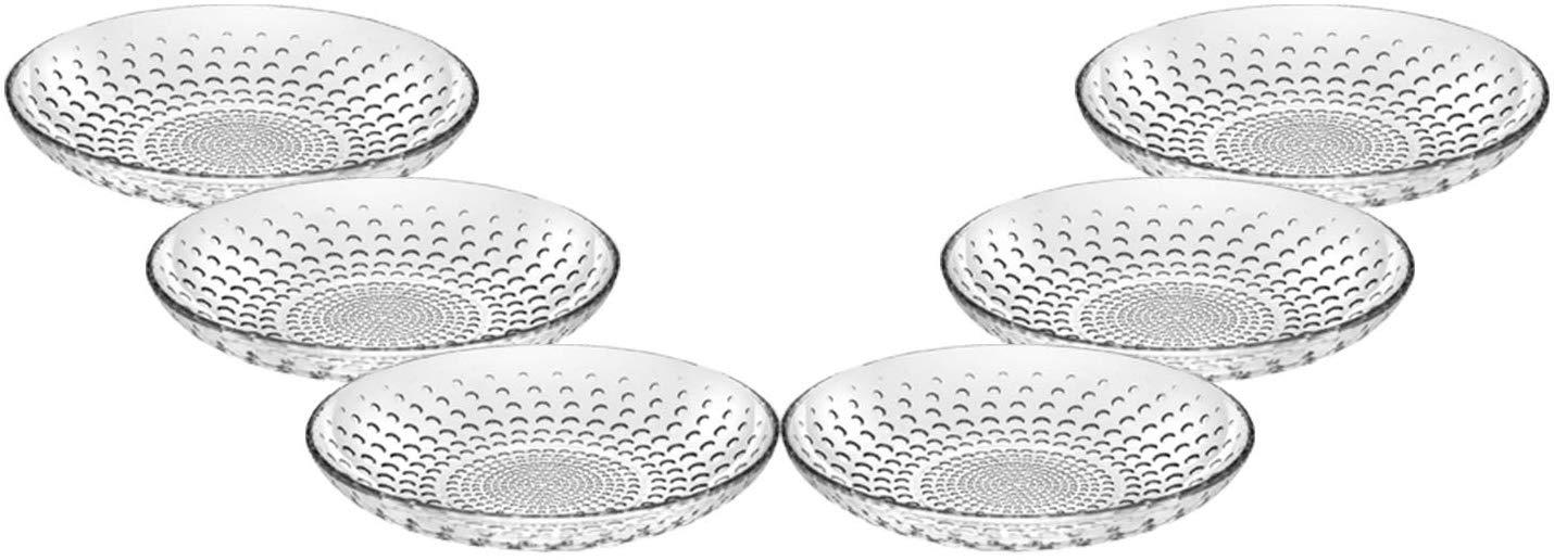 Clear Crystal Glass Serving Deep Plate 'Dots' 8.25 Inches, Set of (6