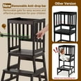 thumbnail image 2 of Kids Kitchen Step Stool Helper Baby and Toddler Multi-Function Step up Nursery Helper Stand with Safety Rail in Natural Bamboo, Strong and Lightweight (Black), 2 of 15