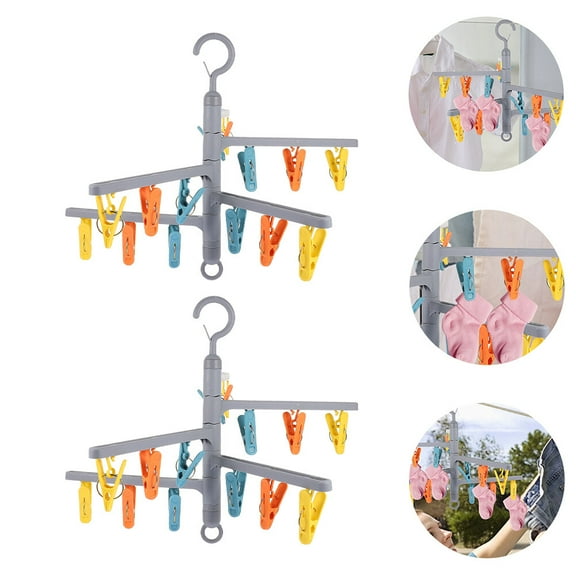 WHAMVOX  2 Pcs Clothe Folding Drying Rack Household Windproof Travel