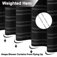 thumbnail image 2 of FRAMICS Heavy-Duty Waffle Weave Shower Curtain Sets with Rug, 14-Piece Striped Fabric Bathroom Sets with Hooks, Hotel Grade, Waterproof & Washable, Black, 71.3" x 71.3", 2 of 9