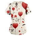 thumbnail image 2 of Valentine's Day Nurse Uniforms for Women 2024 Love Heart Printed V-Neck Breathable Scrub Tops Short Sleeve Professionals Soft Stretch Workwear Shirt with Pockets khaki Large, 2 of 3