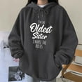 thumbnail image 2 of Fesfesfes Women Hooded Casual Print Hooded Long Sleeve Round Neck T-Shirt Top or, 2 of 5