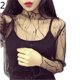 thumbnail image 3 of Moda Primavera Otoño Mujeres Sexy Malla Blusas De Manga Larga Cuello Alto Tops Perspectiva Señoras Niñas Casual Camisetaspangjing, 3 of 3