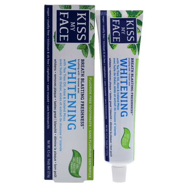 Pasta dental Kiss My Face Kiss My Face Whitening Fluoride-Free Toothpaste - Cool Mint Gel Pasta dental Unisex 4.5oz
