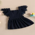 thumbnail image 3 of Enfants Filles Princesse Robe Couleur Unie Mouche Robe Manches, 3 of 8