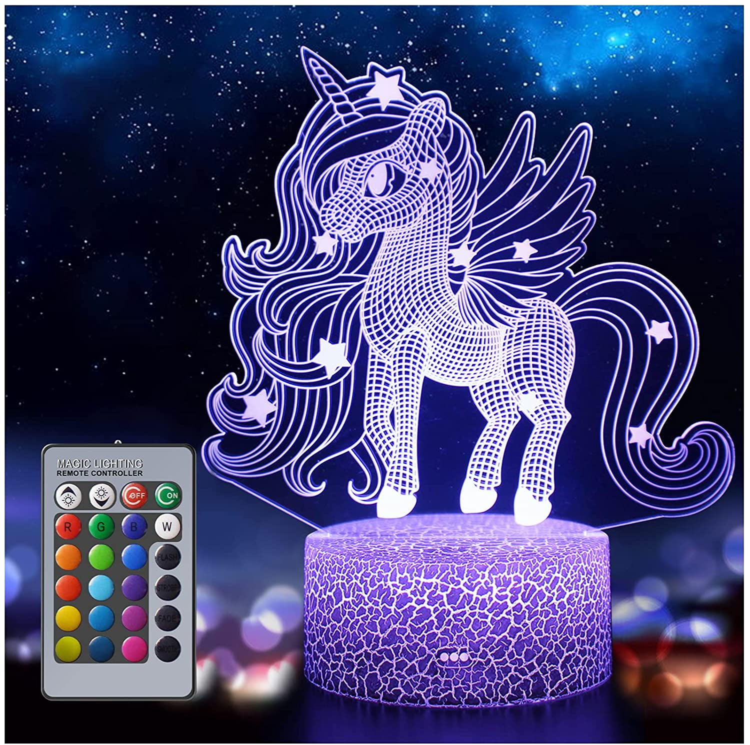 Unicorn 3D Night Light with Remote 16 Colors Changing Birthday Gift for Kids Children Unicorn Gift for Girls 
