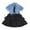 Black, variant on Toddler Kids Girls 2 Pieces Outfit Set Short Sleeved Denim Jacket And Polka Tiered Skirt Sets Children Clothes 3-14 Years