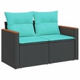 thumbnail image 4 of vidaXL 6 Piece Patio Sofa Set with Cushions Black Poly Rattan, 4 of 11